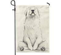 Drapeau de jardin amusant avec motif chien des Pyrénées 30,5 x 45,7 cm double face pour l'extérieur, yoga, sport, chiot en toile, drapeau de maison, drapeau mignon et amusant pour animal de compagnie