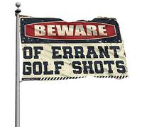 Drapeau de jardin amusant « Beware of Errant Golf Shots » pour chambre de garçon Décoration vintage (60 x 90 cm)