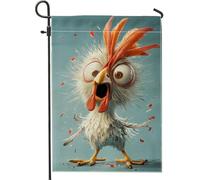 Drapeau de jardin amusant en forme de poule, couleurs vives, bannière décorative d'oiseau à plumes, décoration extérieure saisonnière pour pelouse et cour, idéal pour la maison, le jardin, la fête