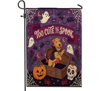 Drapeau de jardin amusant pour Halloween - 30,5 x 45,7 cm - Double face pour décoration extérieure - Motif cercueil gothique effrayant - Drapeau de maison - Petit drapeau effrayant pour l'extérieur de