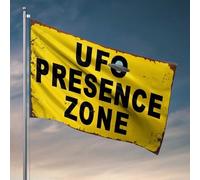 Drapeau de jardin amusant pour zone de présence OVNI - Panneau d'avertissement - Manches à air - Drapeaux de voiture d'extérieur pour chambre (30 x 45 cm)