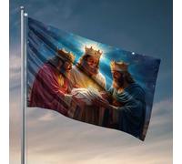 Drapeau de jardin amusant trois mages adorant le bébé Jésus drapeau décoration de patio de dortoir pour homme (152 x 244 cm)