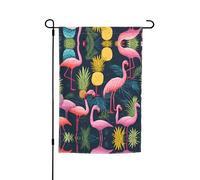 Drapeau de jardin ananas banane flamant rose 30,5 x 45,7 cm - Drapeau décoratif en polyester imprimé double face durable pour cour, terrasse et balcon