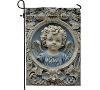 Drapeau de jardin ange extérieur, bannière décorative bleue pour printemps, design double face en toile de jute pour terrasse, pelouse, décoration d'intérieur, drapeau religieux saisonnier de cour