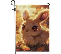 Drapeau de jardin animal d'automne, mignon lapin art décoration de la maison, drapeaux de jardin, drapeau de cour double face en toile de jute, décoration de pelouse extérieure de vacances, 30,5 x