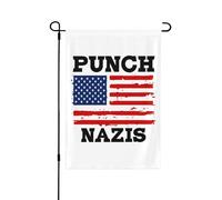 Drapeau de jardin antifasciste « Frappez les nazis » (30 x 45 cm), double face, sans mât.