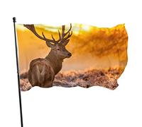 Drapeau de jardin Antler Red Deer Morning Yard House Outdoor Decoration Flags Banners for Patio Lawn 3x5 Ft
