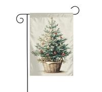 Drapeau de jardin aquarelle arbre de Noël dans un panier 30 x 45 cm vertical double face ferme vacances décorations extérieures drapeau de cour