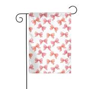 Drapeau de jardin aquarelle dessiné à la main avec nœuds roses - 30 x 45 cm - Double face - Pour ferme, vacances, décorations extérieures
