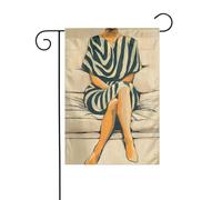 Drapeau de jardin aquarelle femme assise sur un canapé 30 x 45 cm vertical double face ferme vacances décorations extérieures drapeau cour drapeau
