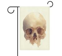 Drapeau de jardin aquarelle tête de mort humain saisonnier vacances toile de jute double face maison cour drapeaux extérieurs 30,5 x 45,7 cm