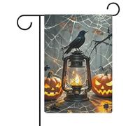 Drapeau de jardin araignée corbeau noir double face 30,5 x 45,7 cm, drapeau vertical en lin, drapeaux de maison durables pour fêtes de vacances décoratives extérieures