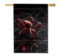 Drapeau de jardin araignée rouge d'Halloween, bannière décorative effrayante, double face en toile de jute pour décoration de pelouse pour fête d'automne, 71 x 101,6 cm