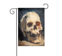 Drapeau de jardin Araignée sur crâne 30 x 45 cm Vertical double face Ferme Vacances Décorations extérieures Drapeau de cour