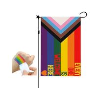 Drapeau de jardin arc-en-ciel Progress Pride - Petit drapeau de jardin inclus pour LGBTQ, lesbiennes, gays et transgenres (O)