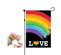 Drapeau de jardin arc-en-ciel Progress Pride - Petit drapeau de jardin inclus pour LGBTQ lesbiennes, gays et transgenres (H)