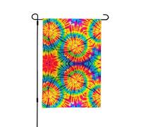 Drapeau de jardin arc-en-ciel tie-dye double face, petits drapeaux pour cour, convient pour l'extérieur ou le jardin, décoration de patio, cour, 45,7 x 30,5 cm