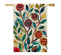 Drapeau de jardin artistique, motif grenade rouge et feuille, bannière saisonnière de décoration d'intérieur, drapeau de cour en tissu double face pour décoration de pelouse extérieure, 71 x 101 cm