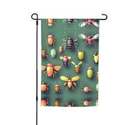 Drapeau de jardin « Atlas des insectes », imprimé recto verso, jolis drapeaux rustiques pour décoration extérieure, 30,5 x 45,7 cm