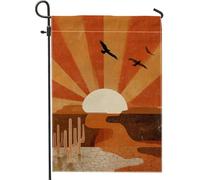 Drapeau de jardin au coucher du soleil du désert, paysage de cactus orange, drapeau de cour double face en toile de jute pour décoration de la maison printemps et été, 30,5 x 45,7 cm