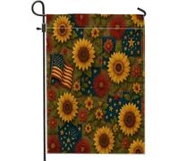 Drapeau De Jardin Automne Thanksgiving Tournesol Automne Patriotique Usa Étoiles Rustique Drapeaus Décoratif Premium Garden Flag Amusante Drapeau De Bienvenue Pour Home Pavillon Pelouse 30X45Cm