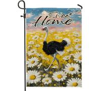 Drapeau De Jardin Autruche Noire Douce Dans Une Fleur Des Champs Drapeau De Bienvenue Premium Drapeaus Décoratif Amusante Garden Flag Pour Patio Pavillon Pelouse 30X45Cm