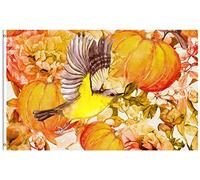 Drapeau De Jardin Autumn Fall Harvest Birds Pumpkin Leaves Flower Thanksgiving Drapeau De Bienvenue Amusante Drapeaus Décoratif Premium Pride Flag Pour Pavillon Patio Cour 152X90CM