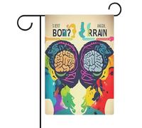 Drapeau de jardin avantageux du cerveau gauche et droit - Bannière de bienvenue double face - Petits drapeaux personnalisés pour piscine, cour, extérieur - Décoration murale - 32,6 x 47,5 cm