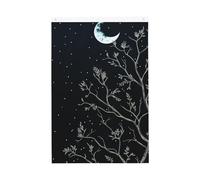 Drapeau de jardin avec branches d'arbre et lune sur ciel nocturne noir, 61 x 91 cm, double face, ne se décolore pas, toile de fond photo, bannière de fête pour cour, porche, pelouse, décoration