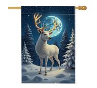 Drapeau de jardin avec cerf au pays des merveilles d'hiver, bannière de décoration d'intérieur, bannière double face en toile de jute, décoration extérieure de vacances, 71 x 101,6 cm
