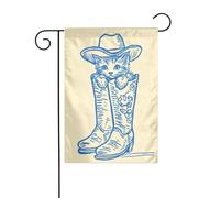 Drapeau de jardin avec chaton mignon qui regarde hors de la botte de cowboy - 30 x 45 cm - Vertical double face - Décoration extérieure de ferme - Drapeau de cour