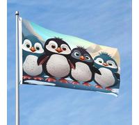 Drapeau de jardin avec cinq pingouins mignons - 61 x 01 cm - Double face - Ne se décolore pas - Drapeau de jardin avec bannière extérieure en laiton - Décoration pour cour, porche, pelouse