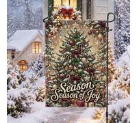 Drapeau de jardin avec citation arbre de Noël Saison de joie 30,5 x 45,7 cm