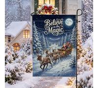 Drapeau de jardin avec citation « Believe In The Magic Santa Sleigh » 30,5