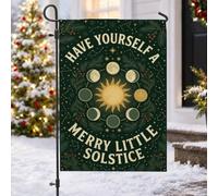 Drapeau de jardin avec citation céleste du solstice d'hiver et phases de | Thème céleste, drapeau de pelouse, branches de pin, décoration d'hiver, affichage de jardin saisonnier, esthétique mystique