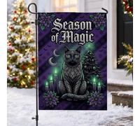 Drapeau de jardin avec citation chat mystique 30,5 x 45,7 cm | Esthétique gothique, drapeau de pelouse, décoration de jardin d'hiver, motifs de lune céleste, thème de vacances effrayant