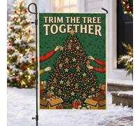 Drapeau de jardin avec citation de décoration d'arbre de Noël 30,5 x 45,7 | Ornements en pain d'épices, drapeau de pelouse, boîtes cadeaux, activité familiale de vacances, décoration saisonnière en