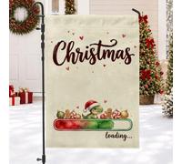 Drapeau de jardin avec citation de dinosaure de Noël 30,5 x 45,7 cm | Dinosaure, drapeau de pelouse, chapeau de Père Noël, biscuits en pain d'épice, barre de chargement, porche