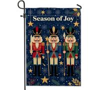 Drapeau de jardin avec citation de soldat Casse-noisette 30,5 x 45,7 cm | Trio de soldats, drapeau de pelouse, motifs flocon de neige, uniformes militaires traditionnels, décoration extérieure