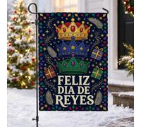 Drapeau de jardin avec citation des trois rois 30,5 x 45,7 cm | Célébration de l'épiphanie, drapeau de cour, motif royal royal, décoration de jardin de vacances d'hiver