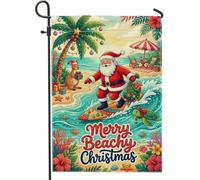 Drapeau de jardin avec citation du Père Noël tropical Surf 30,5 x 45,7 cm