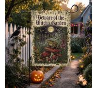 Drapeau de jardin avec citation envoûtante Crapaud Halloween 30,5 x 45,7 cm | Champignons champignons, drapeau de pelouse, pleine lune mystique, cadre botanique, art fantastique foncé