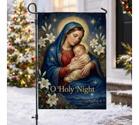 Drapeau de jardin avec citation religieuse de Noël Madonna et enfant 30,5 x