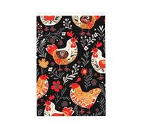 Drapeau de jardin avec coq mignon et poules - 61 x 91 cm - Ne se décolore pas - Double face - Bannière d'extérieur pour cour, porche, pelouse