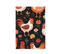 Drapeau de jardin avec coq mignon et poules - 61 x 91 cm - Ne se décolore pas - Double face - Bannière d'extérieur pour cour, porche, pelouse