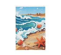 Drapeau de jardin avec coquillages et vagues - 61 x 90 cm - Double face - Ne se décolore pas - Toile de fond pour photo - Bannière pour cour, porche, pelouse, décoration extérieure