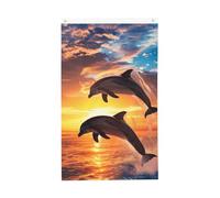 Drapeau de jardin avec dauphin au coucher du soleil - 9,1 x 1,5 m - Double face - Pour maison, cour, extérieur et intérieur - Décoration de fête