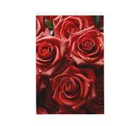 Drapeau de jardin avec de nombreuses roses rouges - 91 x 152 cm - Double face - Bannière de bienvenue saisonnière avec œillets en laiton - Décoration de fond photo pour cour, porche, pelouse