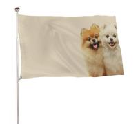 Drapeau de jardin avec deux chiens souriants heureux - 91 x 152 cm - Bannière décorative pour cour, porche, pelouse, ferme