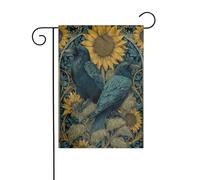 Drapeau de jardin avec deux corbeaux et tournesols - 30 x 45 cm - Verticale double face - Décoration extérieure de ferme